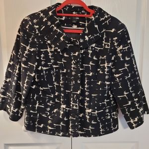 East 5th Women Blazer, Black & white Sz L, 3/4 Sleeves, Fully Lined, EUC